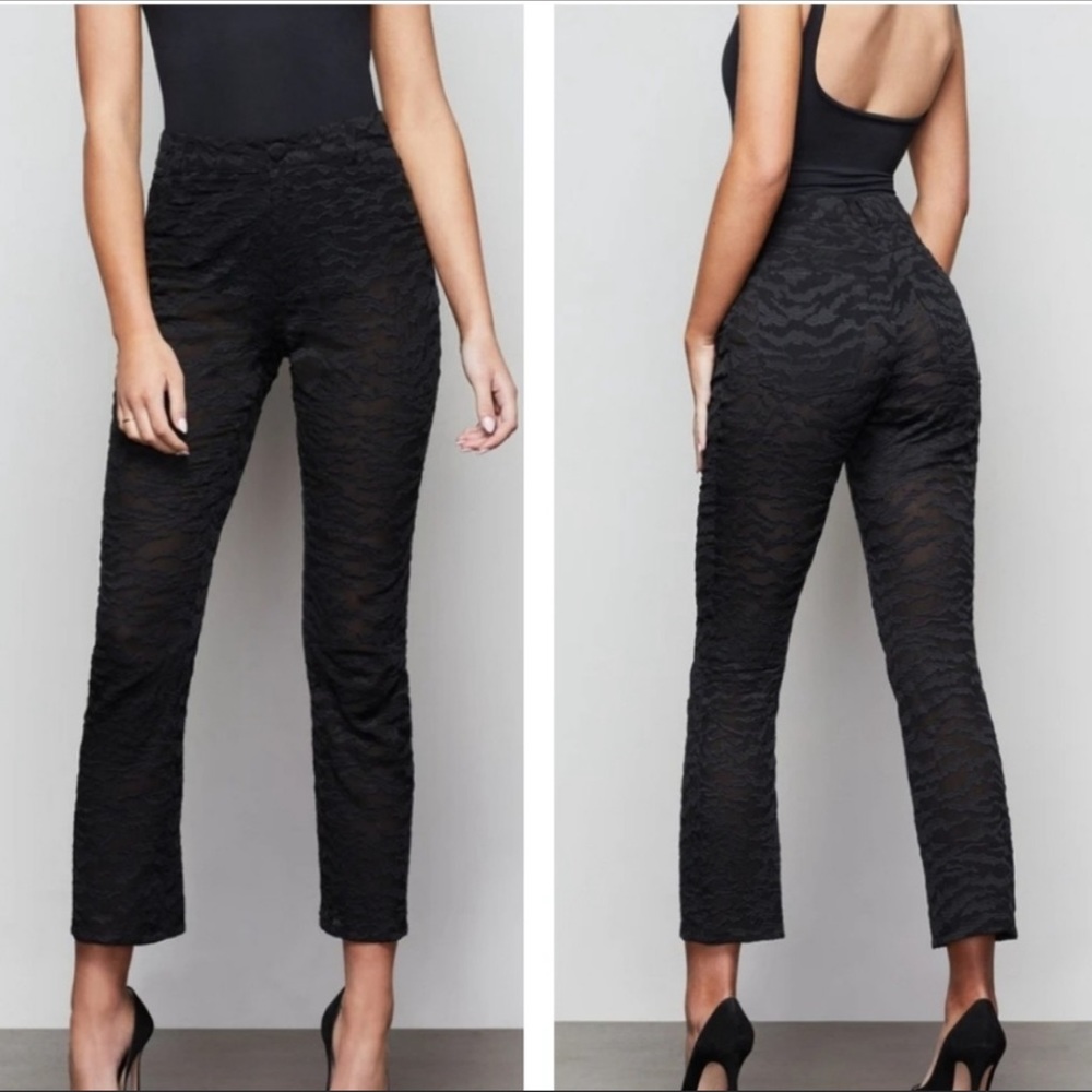 Good American Zeebra Sheer Good Straight Pants in black
